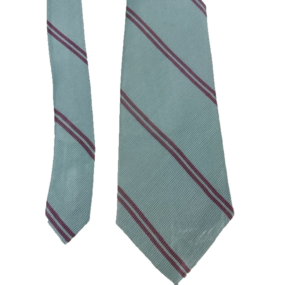 Tattersall Necktie Blue Striped 55" All Silk USA Preppy Grandpacore VTG